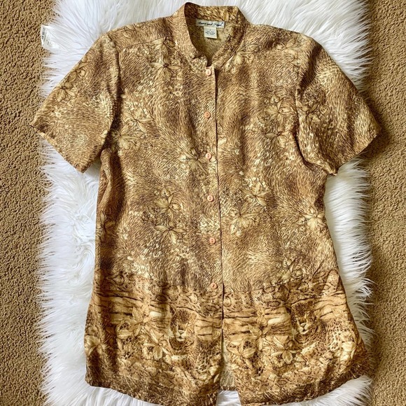Vintage 90’s Silk Leopard Python Jungle Print Blouse Small - Picture 4 of 11